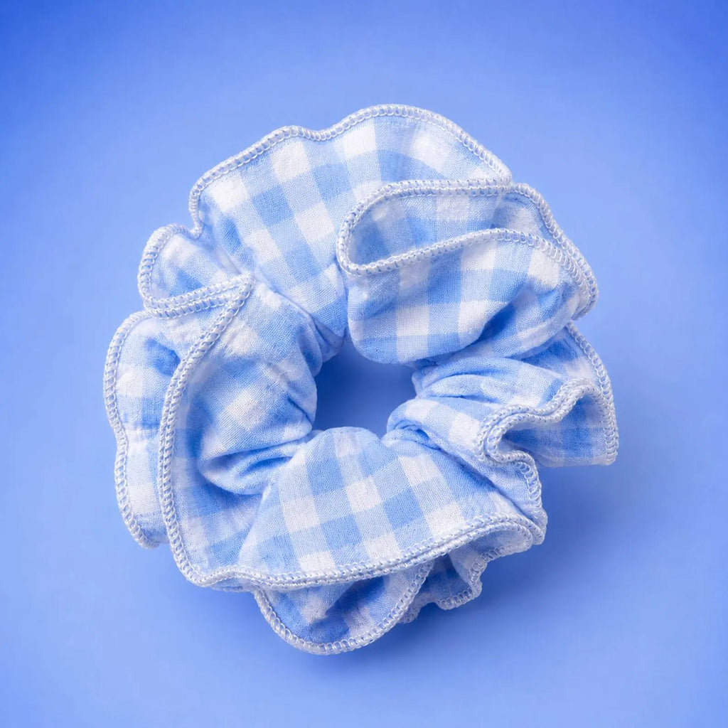 Blue Gingham Oversized Scrunchie