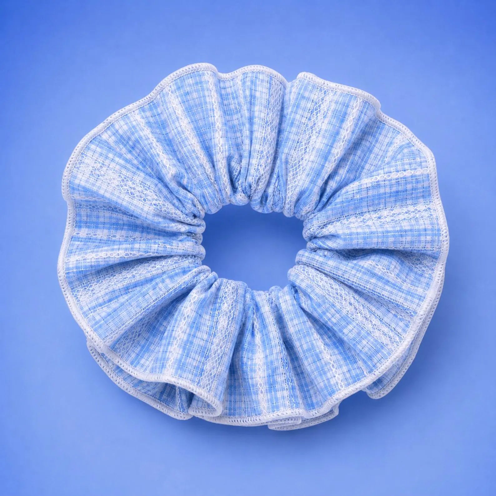 Blue Gingham Oversized Scrunchie