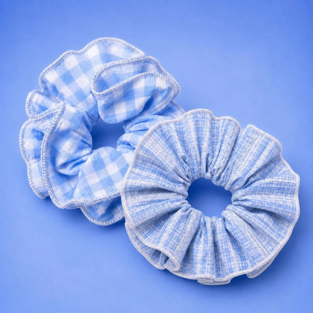 Blue Gingham Oversized Scrunchie