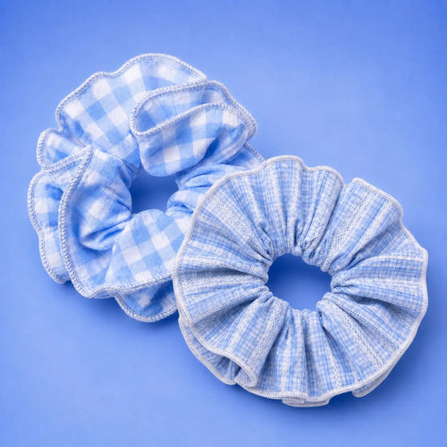 Blue Gingham Oversized Scrunchie