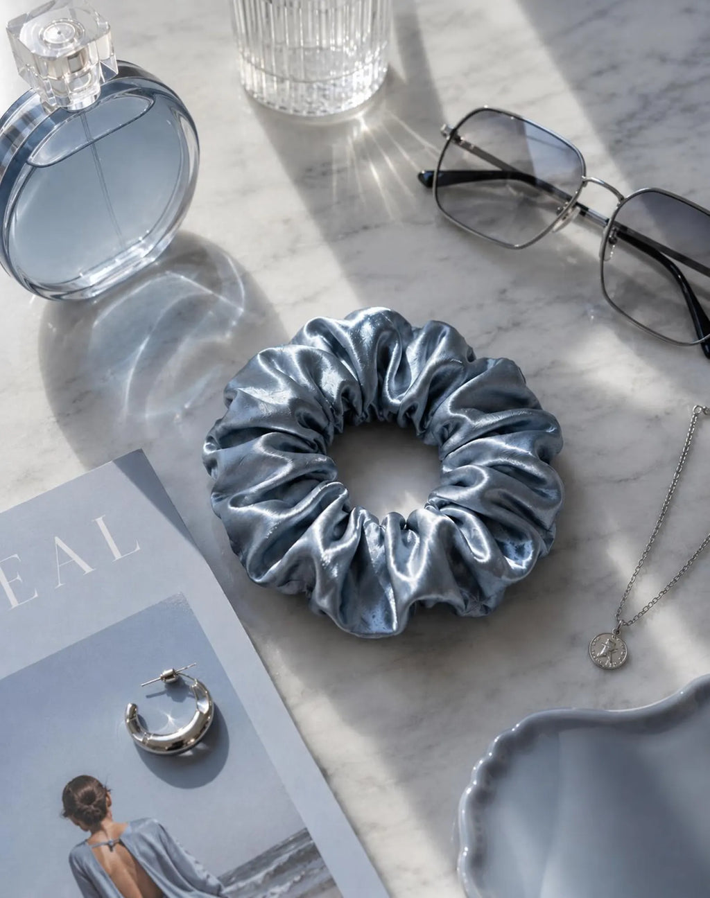 Blue Breeze – Mulberry Silk Scrunchie